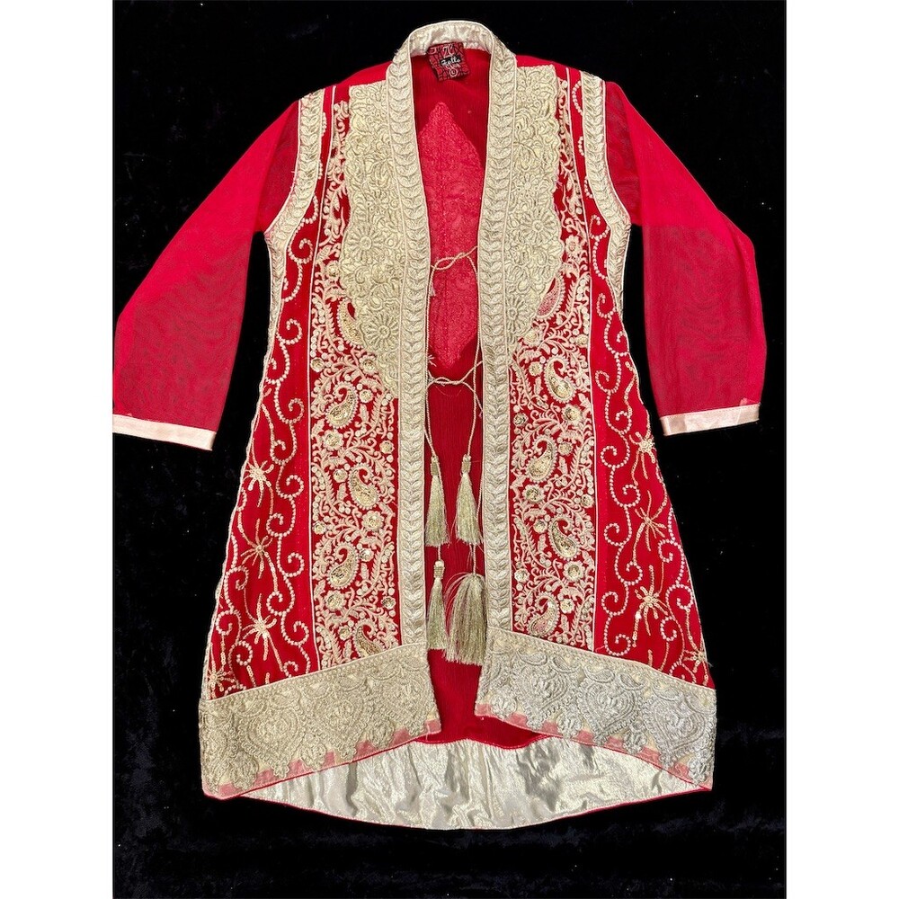 Toddler Girls Pakistani Formal Jacket Dress Outfit Red Embroidered 4T Unique